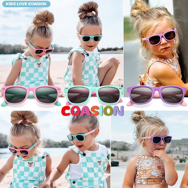COASION Kids Polarized Sunglasses TPEE Rubber Flexible Shades for Girls Boys Age 3-9 - Image 2